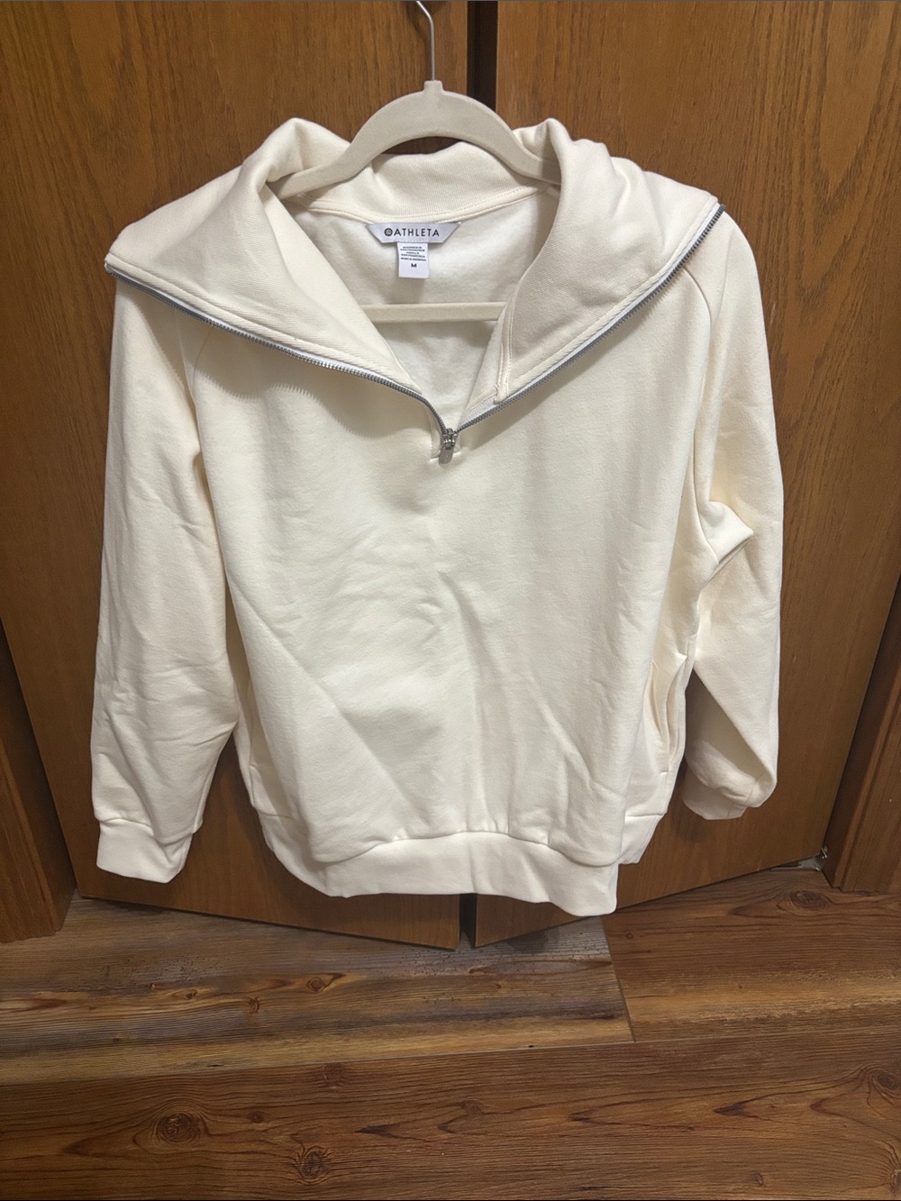 Athleta Ivory Quarter-Zip Sweatshirt